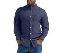 Chemise en lin pour homme - Chemise d'été à manches longues rayée - Chemise de loisirs - En coton et lin - Chemise boutonnée - Coupe droite - Chemise d'été ajustée - Business - Décontractée - Vacances