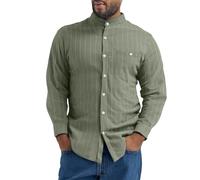 Chemise en lin pour homme - Chemise d'été à manches longues rayée - Chemise de loisirs - En coton et lin - Chemise boutonnée - Coupe droite - Chemise d'été ajustée - Business - Décontractée - Vacances
