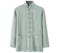 Chemise en lin pour homme Style chinois traditionnel Arts martiaux Kung Fu Tai Chi Wushu Classique Tangzhuang Veste à manches longues Entraînement Uniforme Lin Chemises décontractées Chemise d'été