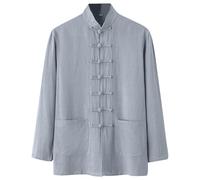 Chemise en lin pour homme - Veste d'arts martiaux chinois - Uniforme traditionnel - Vêtement d'extérieur pour arts martiaux - Kung Fu, Tai Chi Wushu - Pour homme et femme - Costume Tang