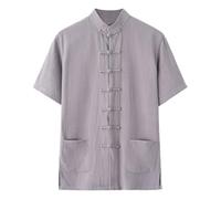 Chemise en lin pour homme - Veste d'arts martiaux chinois - Uniforme traditionnel - Vêtement d'extérieur pour arts martiaux - Kung Fu, Tai Chi Wushu - Pour homme et femme - Costume Tang