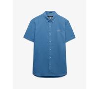 Superdry Chemise à manches courtes en coton et lin pour homme, Bleu Yonder, M