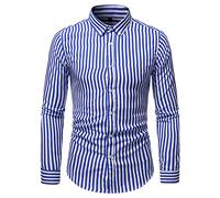 Chemise en popeline rayée à manches longues pour hommes Chemise formelle en coton à col boutonné et décontractée à la mode pour hommes Chemise à manches Oxford à rayures ajustées standard pour hommes