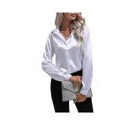 FRESQA Chemise en Satin pour Femmes, col en V, Manches Longues, Chemisiers de Bureau pour Dames, Chemises Amples en Soie Noire et Blanche, Printemps été 2023