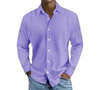Chemise en velours côtelé à manches longues pour homme - Chemise d'été légère - Chemise décontractée boutonnée - Chemise à manches longues - Chemise rayée - Sweat sans capuche - Pull de travail