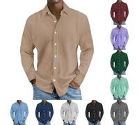 Chemise en velours côtelé à manches longues pour homme - Chemise d'été légère - Chemise décontractée boutonnée - Chemise à manches longues - Chemise rayée - Sweat sans capuche - Pull de travail