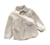 Chemise en Velours Côtelé pour Fille Et Garçon Portable Veste À Manches Longues Boutonnée Complet Col Montant Chemise Printemps Mode Corduroy Vêtements Classique Respirant Top T-Shirt 3-14 Ans