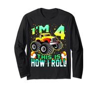 Chemise Enfant 4 Ans 4ème Anniversaire garçon Monster Truck Voiture Manche Longue
