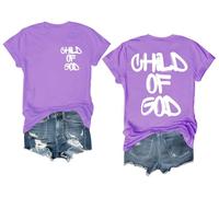 Chemise enfant de Dieu Chemises chrétiennes pour hommes et femmes, violet clair, 3XL