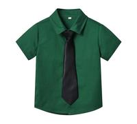 Chemise Enfant Garçon et Fille Manches Longues ou Courtes Col Revers Devant Style Couleur Unie Plage té Anti-Rétrécissement Pique-Nique Cole