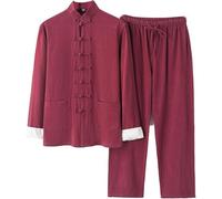 Chemise Et Pantalon en Coton Et Lin pour Uniforme De Tai Chi Vêtements De Qi Gong, Arts Martiaux Et Kung Fu Veste Chinoise Veste Costume Tang Chinois, Tenue D'entraînement E,M