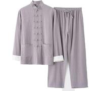 Chemise Et Pantalon en Coton Et Lin pour Uniforme De Tai Chi Vêtements De Qi Gong, Arts Martiaux Et Kung Fu Veste Chinoise Veste Costume Tang Chinois, Tenue D'entraînement H,L