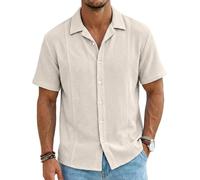 Chemise ete Chemise Homme Chemise Jacquard Anti Transpiration Durable Lavage sans Deformation pour Rencontres Entre Amis Travail Quotidien Sortie Urbaine Beige S (s)