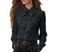 Chemise Ete Femme,Chemisier éLéGant à NœUd Papillon Et Ourlet à Volants pour Une Tenue SophistiquéE Et FéMinine Parfaite Aussi Bien pour Un Look DéContracté Que pour Un Style Plus DéContracté