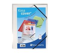 Exacompta Chemise 3 rabats à élastique Krea Cover - A4 polypro personnalisable Blanc