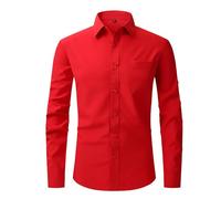 Chemise extensible dans les quatre sens, business, décontractée, manches longues, chemise de travail formelle, confortable, infroissable, rouge, 3XL