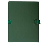 Exacompta - Réf. 733E - Carton de 10 chemises à dos extensible en papier toilé couleur - dos extensible jusqu'à 13 cm - fermeture par sangle - dim 24 x 32 cm - pour format A4 - couleur vert foncé