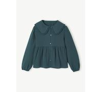 Chemise fantaisie en gaze de coton fille vert émeraude 4A