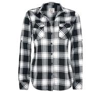 Brandit Amy Flannel Long Sleeve Shirt Blanc,Noir M Femme