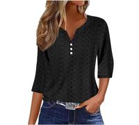 Chemise Femme Chic Et éLéGant Blouse DéContractéE à Col en V BoutonnéE Tunique D'ÉTé Couleur Uni T-Shirt Manches Courtes Respirant Tops Amples Grande Taille Chemisier Pas Cher