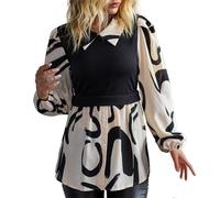 Chemise Femme Chic Et éLéGant - Chemisier boutonné Patchwork Femme Style Deux en Un avec Manches Longues et inspiré du Pull côtelé pour Une élégance Unique