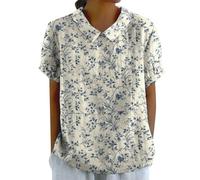 Chemise Femme Chic et élégant Chemisiers et Blouses Femme d'été Revers Col Rond à Manche Courte Tops Fleurie Respirant T-Shirt Grande Taille Pas Cher Décontracté Haut Top