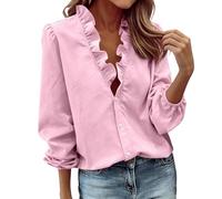 Chemise Femme Chic Et Élégant Large, Blouse Tendance avec détail asymétrique et élégant à Volants, idéale pour Une Tenue décontractée ou habillée.