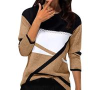 Chemise Femme Chic et Elegant Printemps Automne Basic Top à Manches Longues Col Rond Stripes Colorblock Pull Tunique Casual Impression Géométrique T-Shirt Sweatshirt Blouse Tops