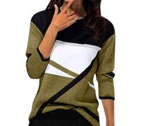 Chemise Femme Chic et Elegant Printemps Automne Basic Top à Manches Longues Col Rond Stripes Colorblock Pull Tunique Casual Impression Géométrique T-Shirt Sweatshirt Blouse Tops