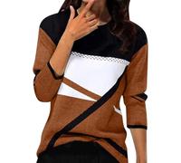 Chemise Femme Chic et Elegant Printemps Automne Basic Top à Manches Longues Col Rond Stripes Colorblock Pull Tunique Casual Impression Géométrique T-Shirt Sweatshirt Blouse Tops