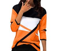 Chemise Femme Chic et Elegant Printemps Automne Basic Top T-Shirt à Manches Longues Col Rond Stripes Colorblock Pull Tunique Casual Impression Géométrique Sweatshirt Blouse Tops