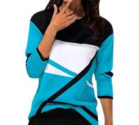 Chemise Femme Chic et Elegant Printemps Automne Basic Top T-Shirt à Manches Longues Col Rond Stripes Colorblock Pull Tunique Casual Impression Géométrique Sweatshirt Blouse Tops
