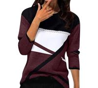 Chemise Femme Chic et Elegant Printemps Automne Basic Top T-Shirt à Manches Longues Col Rond Stripes Colorblock Pull Tunique Casual Impression Géométrique Sweatshirt Blouse Tops