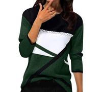 Chemise Femme Chic et Elegant Printemps Automne Basic Top T-Shirt à Manches Longues Col Rond Stripes Colorblock Pull Tunique Casual Impression Géométrique Sweatshirt Blouse Tops