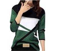 Chemise Femme Chic et Elegant Printemps Automne Mode Basic Top T-Shirt à Manches Longues Col Rond Colorblock Tunique Slim fit Casual Impression Géométrique Sweatshirt Blouse Tops