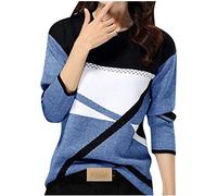 Chemise Femme Chic et Elegant Printemps Automne Mode Basic Top T-Shirt à Manches Longues Col Rond Colorblock Tunique Slim fit Casual Impression Géométrique Sweatshirt Blouse Tops