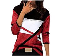 Chemise Femme Chic et Elegant Printemps Automne Mode Basic Top T-Shirt à Manches Longues Col Rond Colorblock Tunique Slim fit Casual Impression Géométrique Sweatshirt Blouse Tops