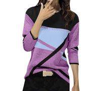 Chemise Femme Chic et Elegant Printemps Automne Mode Basic Top T-Shirt à Manches Longues Col Rond Stripes Colorblock Pull Tunique Casual Impression Géométrique Sweatshirt Blouse Tops