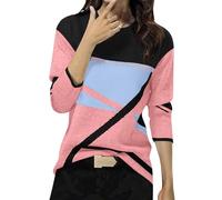Chemise Femme Chic et Elegant Printemps Automne Mode Basic Top T-Shirt à Manches Longues Col Rond Stripes Colorblock Pull Tunique Casual Impression Géométrique Sweatshirt Blouse Tops
