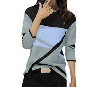 Chemise Femme Chic et Elegant Printemps Automne Mode Basic Top T-Shirt à Manches Longues Col Rond Stripes Colorblock Pull Tunique Casual Impression Géométrique Sweatshirt Blouse Tops