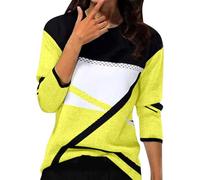Chemise Femme Chic et Elegant Printemps Hiver Basic Top à Manches Longues Col Rond Stripes Colorblock Pull Tunique Casual Impression Géométrique T-Shirt Sweatshirt Blouse Tops