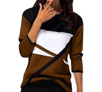 Chemise Femme Chic et Elegant Printemps Hiver Basic Top à Manches Longues Col Rond Stripes Colorblock Pull Tunique Casual Impression Géométrique T-Shirt Sweatshirt Blouse Tops