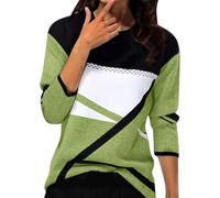 Chemise Femme Chic et Elegant Printemps Hiver Basic Top à Manches Longues Col Rond Stripes Colorblock Pull Tunique Casual Impression Géométrique T-Shirt Sweatshirt Blouse Tops