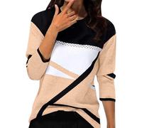 Chemise Femme Chic et Elegant Printemps Hiver Basic Top à Manches Longues Col Rond Stripes Colorblock Pull Tunique Casual Impression Géométrique T-Shirt Sweatshirt Blouse Tops
