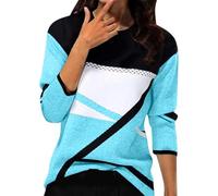 Chemise Femme Chic et Elegant Printemps Hiver Top à Manches Longues Col Rond Stripes Colorblock Pull Casual Impression Géométrique T-Shirt Sweatshirt Blouse Tunique Tops