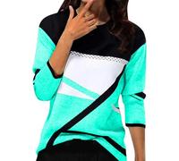Chemise Femme Chic et Elegant Printemps Hiver Top à Manches Longues Col Rond Stripes Colorblock Pull Casual Impression Géométrique T-Shirt Sweatshirt Blouse Tunique Tops