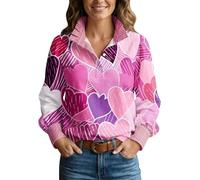Chemise Femme Chic Et Élégant Saint-Valentin T Shirt Confortable Manches Longues Blouse Col en V avec Boutons Haut Couleur Unie Chemisier Respirant Pas Cher Tops Vêtements De Travail Cocktail