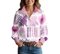 Chemise Femme Chic Et Élégant Saint-Valentin Tshirt Décontracté Manches Longues Blouse Col V Boutonnée Tunique Couleur Unie Chemisier Pas Cher Ample Top Vêtements De Business Cocktail