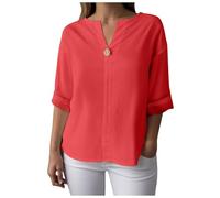 Chemise Femme Courtes Chemisier Femme Chic Et Élégant Chemise Coton Haut en Simili Lin Coupe Généreuse, Tissu Qui Ne Rétrécit Pas Au Lavage, Garde Sa Forme Originelle Chemisier Kaki