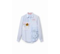Desigual Débardeur femme GR76767 – Bleu clair, coton, imprimé, bouton – Été XXL